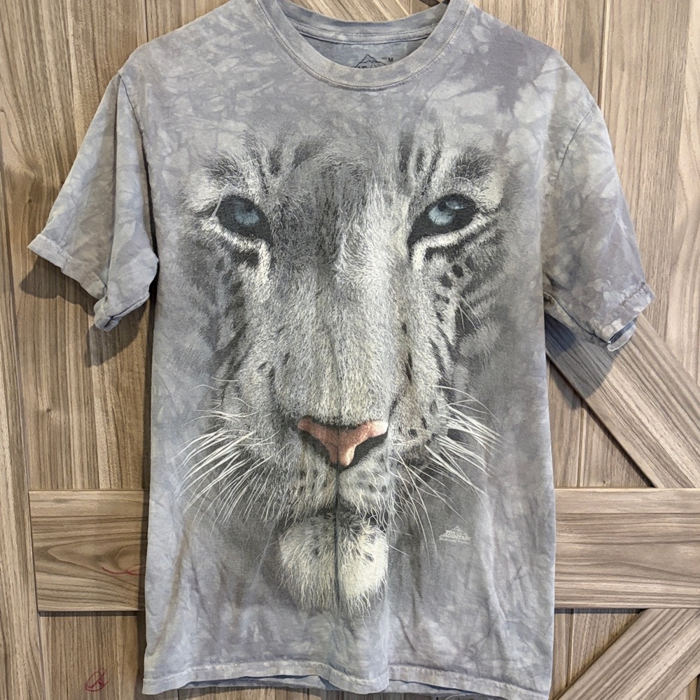 The Mountain Blue Tie-Dye T-Shirt Graphic White Tiger